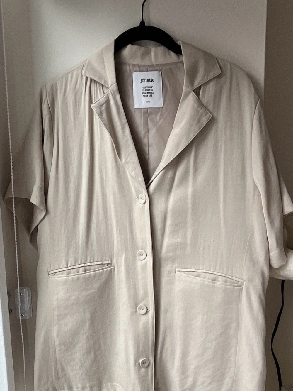 Cream Short-Sleeve Button-Down Shirt